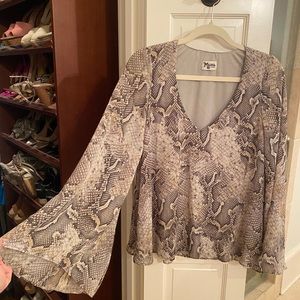 Show me your mumu snakeskin bell sleeve top